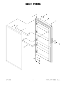 Door Parts Diagram and Parts List for AZF33X20DW08  Amana Freezer