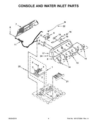 Console And Water Inlet Parts Diagram and Parts List for MVWX655DW2  Maytag Washer