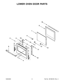 Lower Oven Door Parts Diagram and Parts List for JJW2830LL01  Jenn-Air Wall Oven
