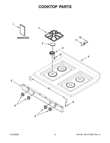 Cooktop Parts Diagram and Parts List for AGR6603SFB8  Amana Range