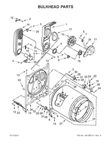 Bulkhead Parts Diagram and Parts List for CGD7006GW0  Crosley Dryer