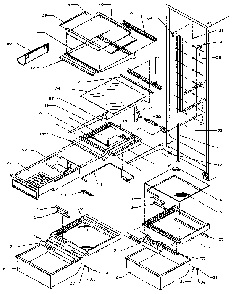 Refrigerator Shelving And Drawers Diagram and Parts List for SXDE27NP-P1162207W  Amana Refrigerator
