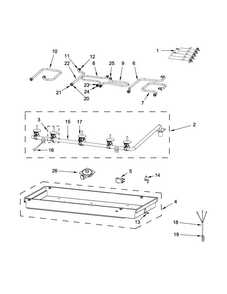 Burner Box, Gas Valves And Switch Parts Diagram and Parts List for JGC1536BS00  Jenn-Air Cooktop