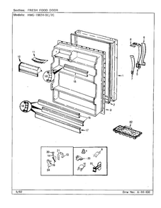 Fresh Food Door Diagram and Parts List for 19824-0C  Admiral Refrigerator