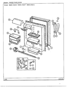 Fresh Food Door Diagram and Parts List for 19163-0A  Admiral Refrigerator