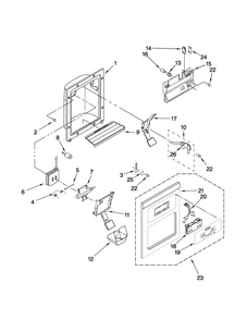 Dispenser Front Parts Diagram and Parts List for CS25CFXTQ02  Crosley Refrigerator