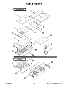 Shelf Parts Diagram and Parts List for MFB2055FRZ02  Maytag Refrigerator