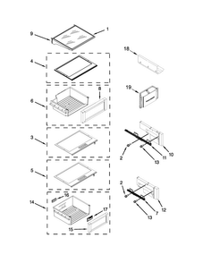 Refrigerator Shelf Parts Diagram and Parts List for JS48NXFXDE00  Jenn-Air Refrigerator
