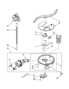 Pump, Washarm And Motor Parts Diagram and Parts List for JDB3200AWW0  Jenn-Air Dishwasher