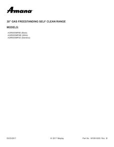 Cover Sheet Diagram and Parts List for AGR6303MFS0  Amana Range