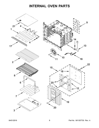 Internal Oven Parts Diagram and Parts List for JMW3430DS04  Maytag Microwave Oven Combo