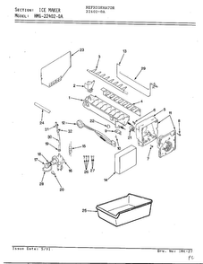 Ice Maker Diagram and Parts List for 22402-0A  Admiral Refrigerator