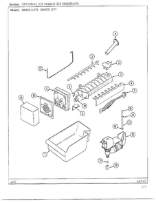 Optional Ice Maker Kit Diagram and Parts List for HMG211570  Admiral Refrigerator