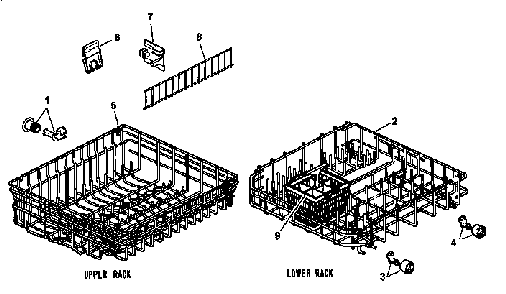 Upper/lower Racks Diagram and Parts List for ADU7500CB P1188306W Amana Dishwasher