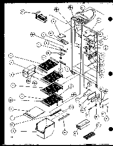 Freezer Shelving And Refrigerator Light Diagram and Parts List for SZ25MP2W-P1154904WW  Amana Refrigerator