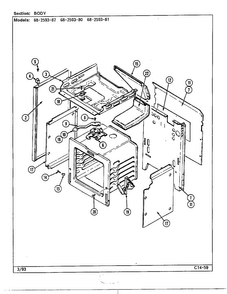 Body Diagram and Parts List for 68-2593-81  Magic Chef Range