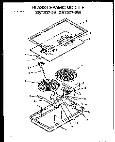Glass Ceramic Module Diagram and Parts List for XST209-2W P1133345NW Amana Range