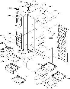 Refrigerator/freezer Shelves, Lights,and Hinges Diagram and Parts List for SSD522TW-P1313602WW  Amana Refrigerator