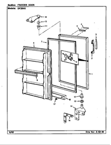 Freezer Door Diagram and Parts List for DF20HX X5Z53 Maytag Refrigerator