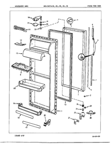 Fresh Food Door Diagram and Parts List for 24874A  Admiral Refrigerator