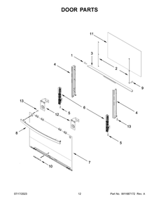 Door Parts Diagram and Parts List for AGR4203MNS0  Amana Range