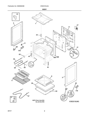 03 - Body Diagram and Parts List for CRE3510LWJ  Crosley Range