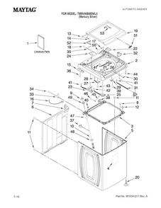 Top And Cabinet Parts Diagram and Parts List for 7MMVWB850WL0  Maytag Washer