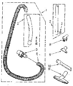 Hose And Attachment Diagram and Parts List for 1162002080  Kenmore Canister Vacuum