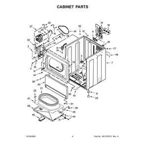 Cabinet Parts Diagram and Parts List for MDE20PDFYW0  Maytag Dryer