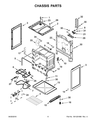 Chassis Parts Diagram and Parts List for ACR4303MFW2  Maytag Range