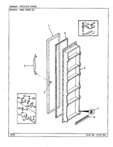 Freezer Door Diagram and Parts List for 22404-0C  Admiral Refrigerator