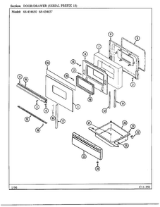 Door/drawer Diagram and Parts List for 68-454650  Magic Chef Range