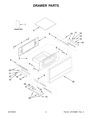 Drawer Parts Diagram and Parts List for JMDFS24HM01  Maytag Microwave