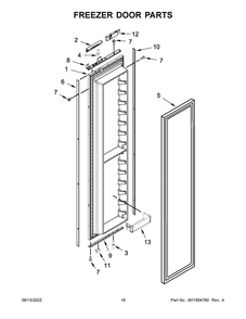 Freezer Door Parts Diagram and Parts List for JBSFS42NMX00  Jenn-Air Refrigerator