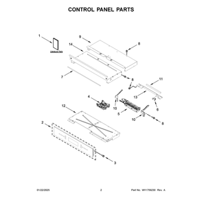 Control Panel Parts Diagram and Parts List for JOESC530RM00  Jenn-Air Wall Oven