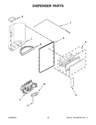Dispenser Parts Diagram and Parts List for MSS26C6MFB01  Maytag Refrigerator