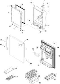 Refrigerator Door Diagram and Parts List for ABB2527DEB2  Amana Refrigerator