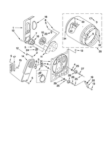 Bulkhead Parts Diagram and Parts List for 4KMEDC405WQ0  Maytag Dryer