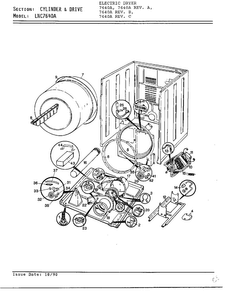 Cylinder And Drive Diagram and Parts List for 7640A REV D Norge Dryer