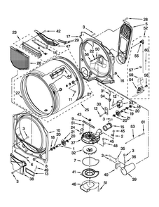 Bulkhead Parts Diagram and Parts List for MGDB850YG1  Maytag Dryer