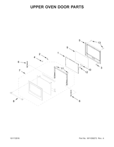 Upper Oven Door Parts Diagram and Parts List for MEW9627FZ02  Maytag Wall Oven
