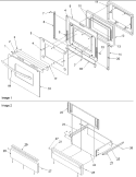 OVEN DOOR AND STORAGE DRAWER Diagram and Parts List for ARDS802WW P1131943NWW Amana Range