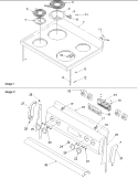 Main Top and Backguard Diagram and Parts List for ARR6420CC P1143810NCC Amana Range