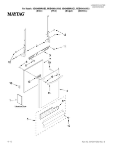 Door And Panel Parts Diagram and Parts List for MDBH969AWB3  Maytag Dishwasher