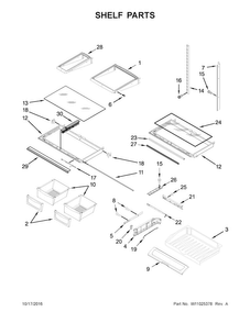Shelf Parts Diagram and Parts List for MFI2570FEZ02  Maytag Refrigerator