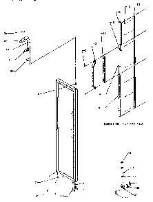 Freezer Door Hinge And Trim Diagram and Parts List for SS21SL-P1193801WL  Amana Refrigerator