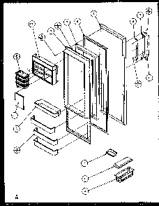 Refrigerator Door Diagram and Parts List for SQD25MB3W-P1153404WW  Amana Refrigerator