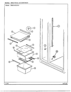 Shelves And Accessories Diagram and Parts List for 60103-0A  Admiral Refrigerator
