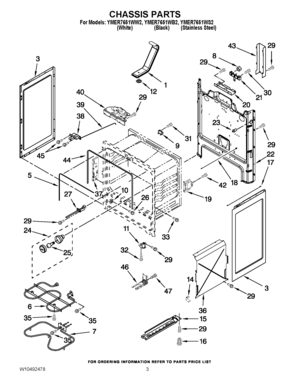 03 - CHASSIS PARTS Diagram and Parts List for YMER7651WW2  Maytag Range
