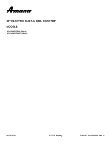 Cover Sheet Diagram and Parts List for ACC6340KFW00  Amana Cooktop